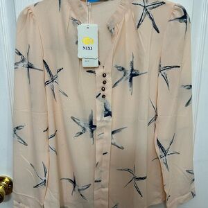 Starfish Print Women's Blouse - Peach